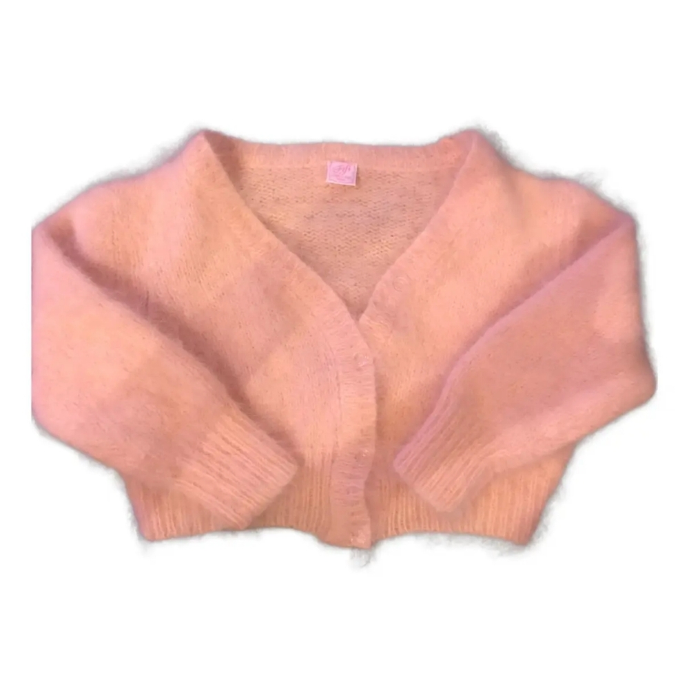 Fifi Chachnil Angora Cardigan In Chamade Peach